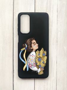 Матовий чохол на Samsung Galaxy M54 Чорний :: Українка з колосками (принт 172)