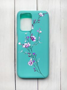 Матовий чохол на Xiaomi Redmi 10 Бірюзовий :: Гілочка квітів (принт 278)