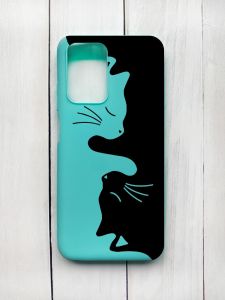 Матовий чохол на Xiaomi Redmi 10 Бірюзовий :: Котики (принт 118)