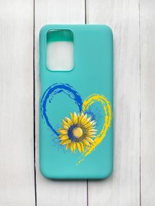 Матовий чохол на Xiaomi Redmi 10 Бірюзовий :: Серце з соняхом. Україна (принт 260)