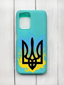 Матовий чохол на Xiaomi Redmi 10 Бірюзовий :: Тризуб Полум'я (принт 257)