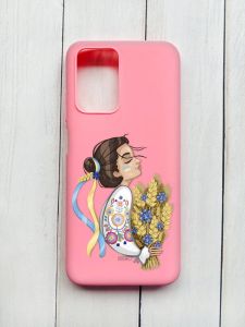 Матовий чохол на Xiaomi Redmi 10 Рожевий :: Українка з колосками (принт 172)