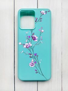 Матовий чохол на Xiaomi Redmi 12 Бірюзовий :: Гілочка квітів (принт 278)