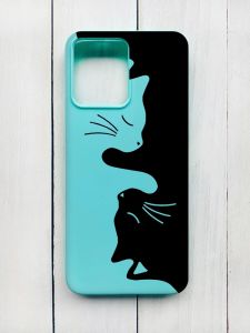Матовий чохол на Xiaomi Redmi 12 Бірюзовий :: Котики (принт 118)
