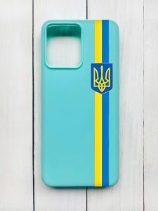 Матовий чохол на Xiaomi Redmi 12 Бірюзовий :: Стрічка Україна (патріотичний принт 253)