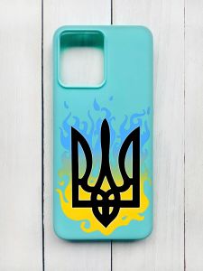 Матовий чохол на Xiaomi Redmi 12 Бірюзовий :: Тризуб Полум'я (принт 257)