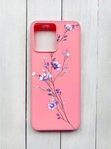 Матовий чохол на Xiaomi Redmi 12 Рожевий :: Гілочка квітів (принт 278)