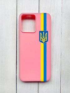 Матовий чохол на Xiaomi Redmi 12 Рожевий :: Стрічка Україна (патріотичний принт 253)