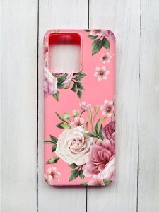 Матовий чохол на Xiaomi Redmi 12 Рожевий :: Рожеві квіти (принт 287)