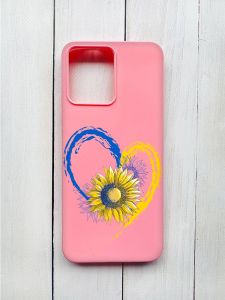 Матовий чохол на Xiaomi Redmi 12 Рожевий :: Серце з соняхом. Україна (принт 260)