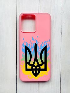 Матовий чохол на Xiaomi Redmi 12 Рожевий :: Тризуб Полум'я (принт 257)