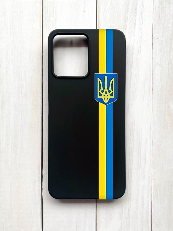Матовий чохол на Xiaomi Redmi 12 Чорний :: Стрічка Україна (патріотичний принт 253)