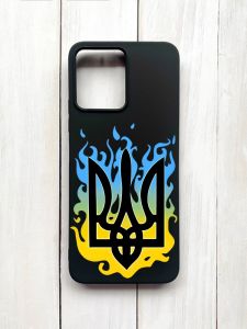 Матовий чохол на Xiaomi Redmi 12 Чорний :: Тризуб Полум'я (принт 257)