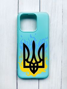 Матовий чохол на Xiaomi Redmi 12C Бірюзовий :: Тризуб Полум'я (принт 257)