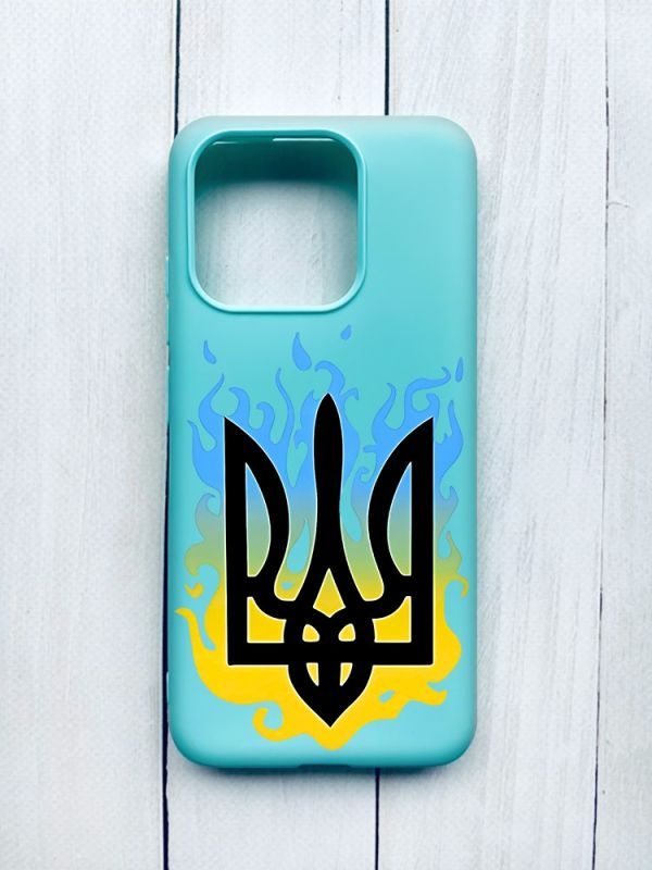 Матовий чохол на Xiaomi Redmi 12C Бірюзовий :: Тризуб Полум'я (принт 257)