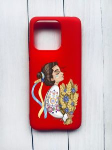 Матовий чохол на Xiaomi Redmi 12C Червоний :: Українка з колосками (принт 172)