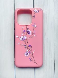Матовий чохол на Xiaomi Redmi 12C Рожевий :: Гілочка квітів (принт 278)