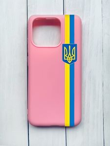 Матовий чохол на Xiaomi Redmi 12C Рожевий :: Стрічка Україна (патріотичний принт 253)