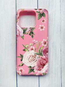 Матовий чохол на Xiaomi Redmi 12C Рожевий :: Рожеві квіти (принт 287)