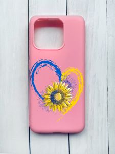 Матовий чохол на Xiaomi Redmi 12C Рожевий :: Серце з соняхом. Україна (принт 260)