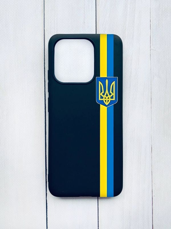 Матовий чохол на Xiaomi Redmi 12C Чорний :: Стрічка Україна (патріотичний принт 253)