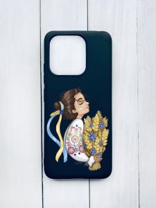Матовий чохол на Xiaomi Redmi 12C Чорний :: Українка з колосками (принт 172)