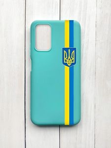 Матовий чохол на Xiaomi Redmi 9T Бірюзовий :: Стрічка Україна (патріотичний принт 253)
