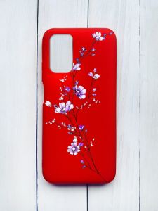 Матовий чохол на Xiaomi Redmi 9T Червоний :: Гілочка квітів (принт 278)