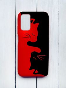 Матовий чохол на Xiaomi Redmi 9T Червоний :: Котики (принт 118)