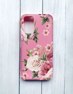 Матовий чохол на Xiaomi Redmi 9T Рожевий :: Рожеві квіти (принт 287)