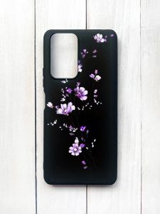 Матовий чохол на Xiaomi Redmi Note 10 Pro/10 Pro Max Чорний :: Гілочка квітів (принт 278)