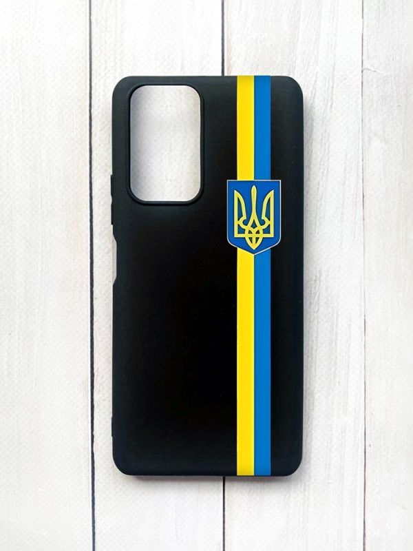 Матовий чохол на Xiaomi Redmi Note 10 Pro/10 Pro Max Чорний :: Стрічка Україна (патріотичний принт 253)