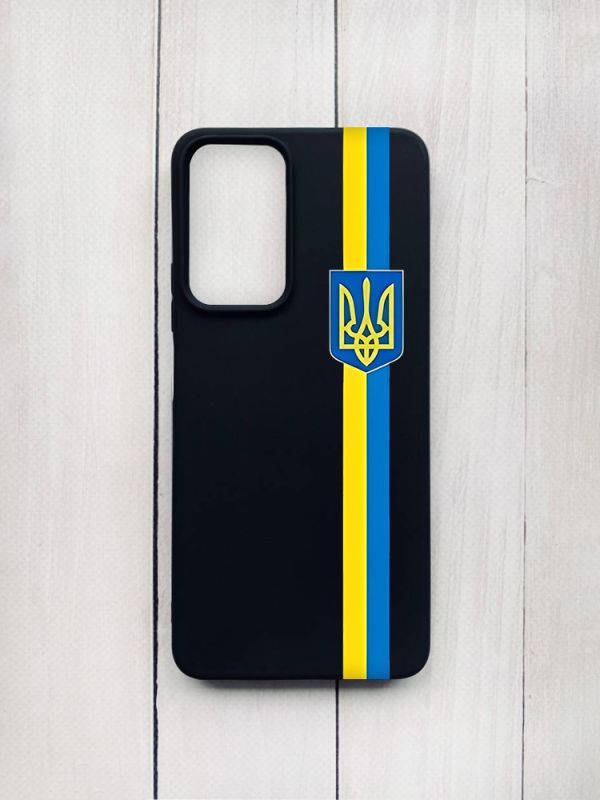 Матовий чохол на Xiaomi Redmi Note 11 Pro Чорний :: Стрічка Україна (патріотичний принт 253)