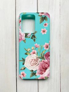 Матовий чохол на Xiaomi Redmi Note 12 Бірюзовий :: Рожеві квіти (принт 287)