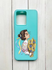 Матовий чохол на Xiaomi Redmi Note 12 Бірюзовий :: Українка з колосками (принт 172)