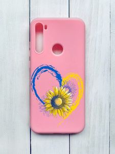 Матовий чохол на Xiaomi Redmi Note 8T Рожевий :: Серце з соняхом. Україна (принт 260)