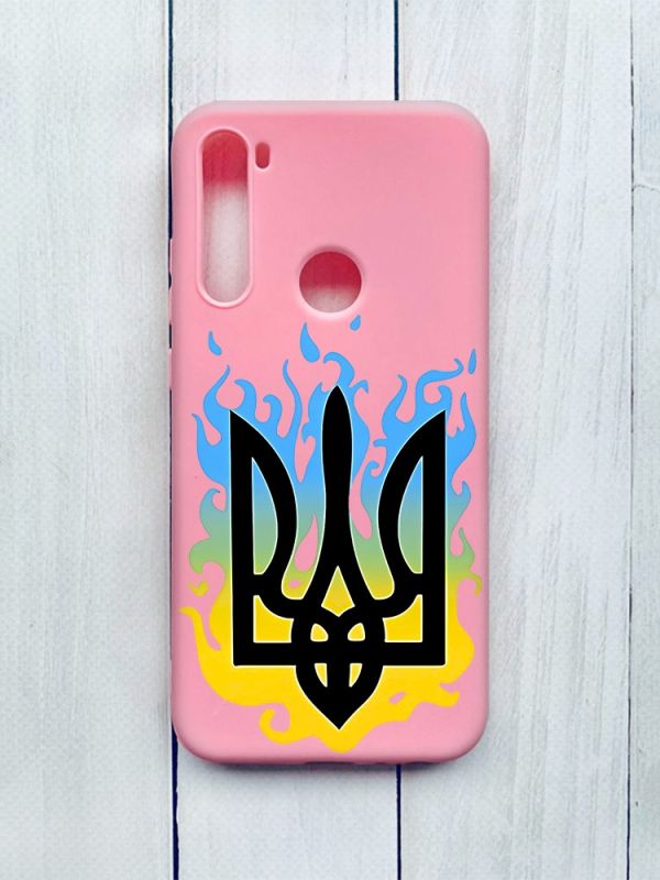 Матовий чохол на Xiaomi Redmi Note 8T Рожевий :: Тризуб Полум'я (принт 257)