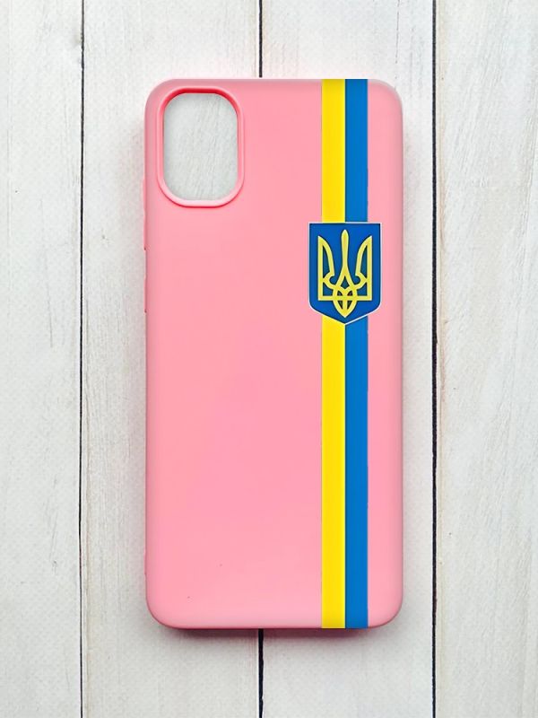 Силіконовий матовий чохол на Samsung Galaxy A05 (A055) Рожевий :: Стрічка Україна (патріотичний принт 253)
