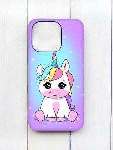 Матовий чохол на iPhone 15 Plus Чорний :: Єдиноріг (принт 103)