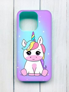 Матовий чохол на iPhone 15 Pro Бірюзовий :: Єдиноріг (принт 103)