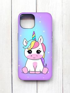 Матовий чохол на iPhone 15 Чорний :: Єдиноріг (принт 103)