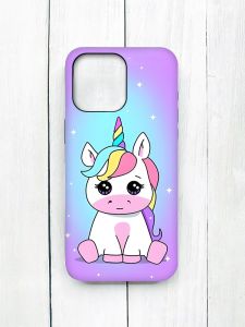 Матовий чохол на iPhone 15 Pro Max Чорний :: Єдиноріг (принт 103)