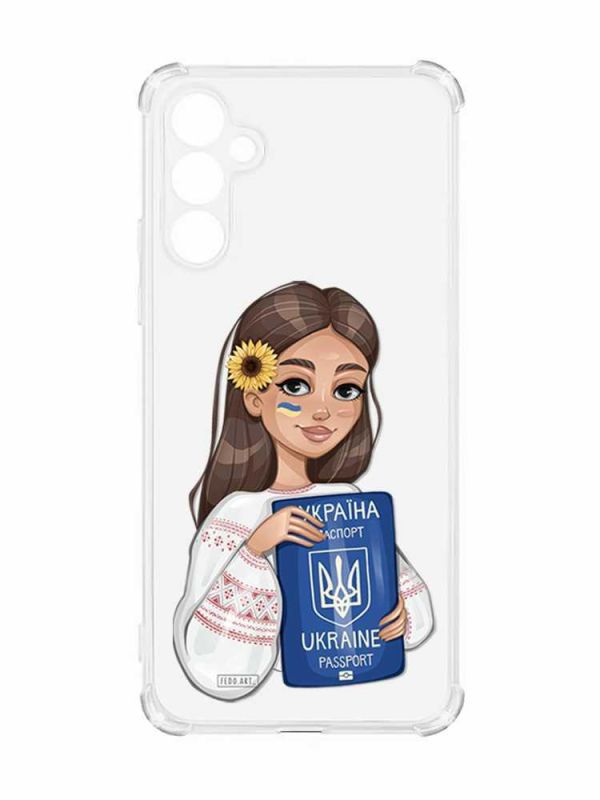 Чохол з потовщеними кутами на Samsung Galaxy A55 (A556) :: Дівчина з паспортом (принт 12)