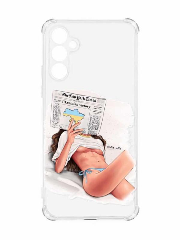 Чохол з потовщеними кутами на Samsung Galaxy A55 (A556) :: Дівчина з газетою (принт 31)