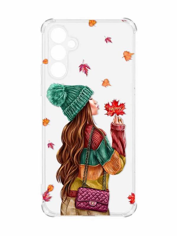 Чохол з потовщеними кутами на Samsung Galaxy A55 (A556) :: Дівчина з листям (принт 221)