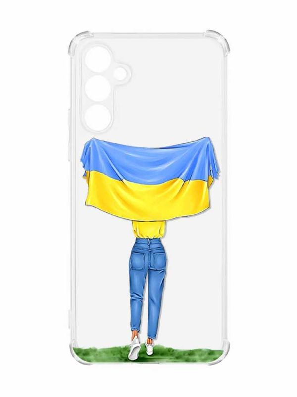 Чохол з потовщеними кутами на Samsung Galaxy A55 (A556) :: Дівчина з прапором (принт 263)