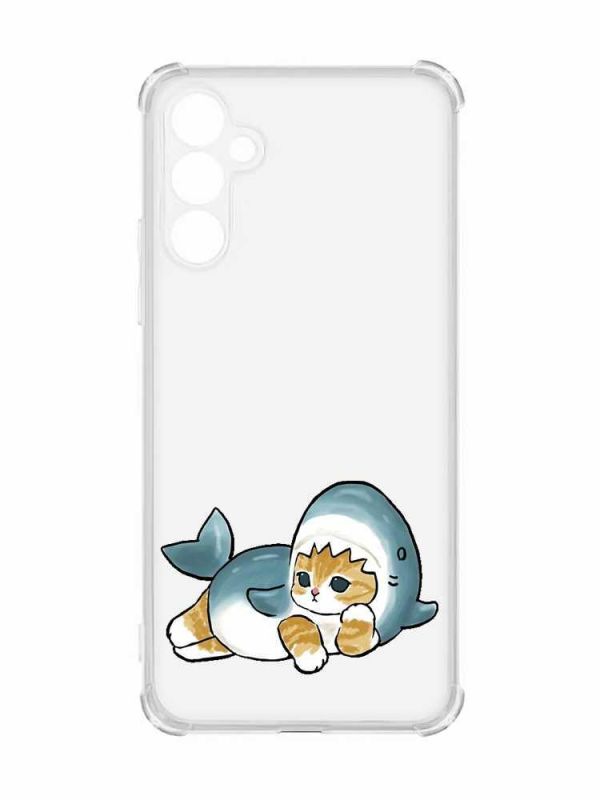 Чохол з потовщеними кутами на Samsung Galaxy A55 (A556) :: Котик акула (принт 355)