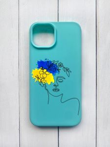 Матовий чохол на iPhone 15 Бірюзовий :: Українка Арт (принт 3)