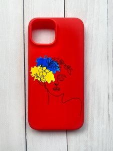 Матовий чохол на iPhone 15 Червоний :: Українка Арт (принт 3)