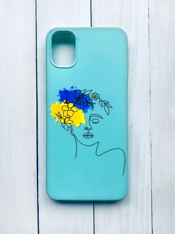 Матовий чохол на Samsung Galaxy A05 (A055) Бірюзовий :: Українка Арт (принт 3)